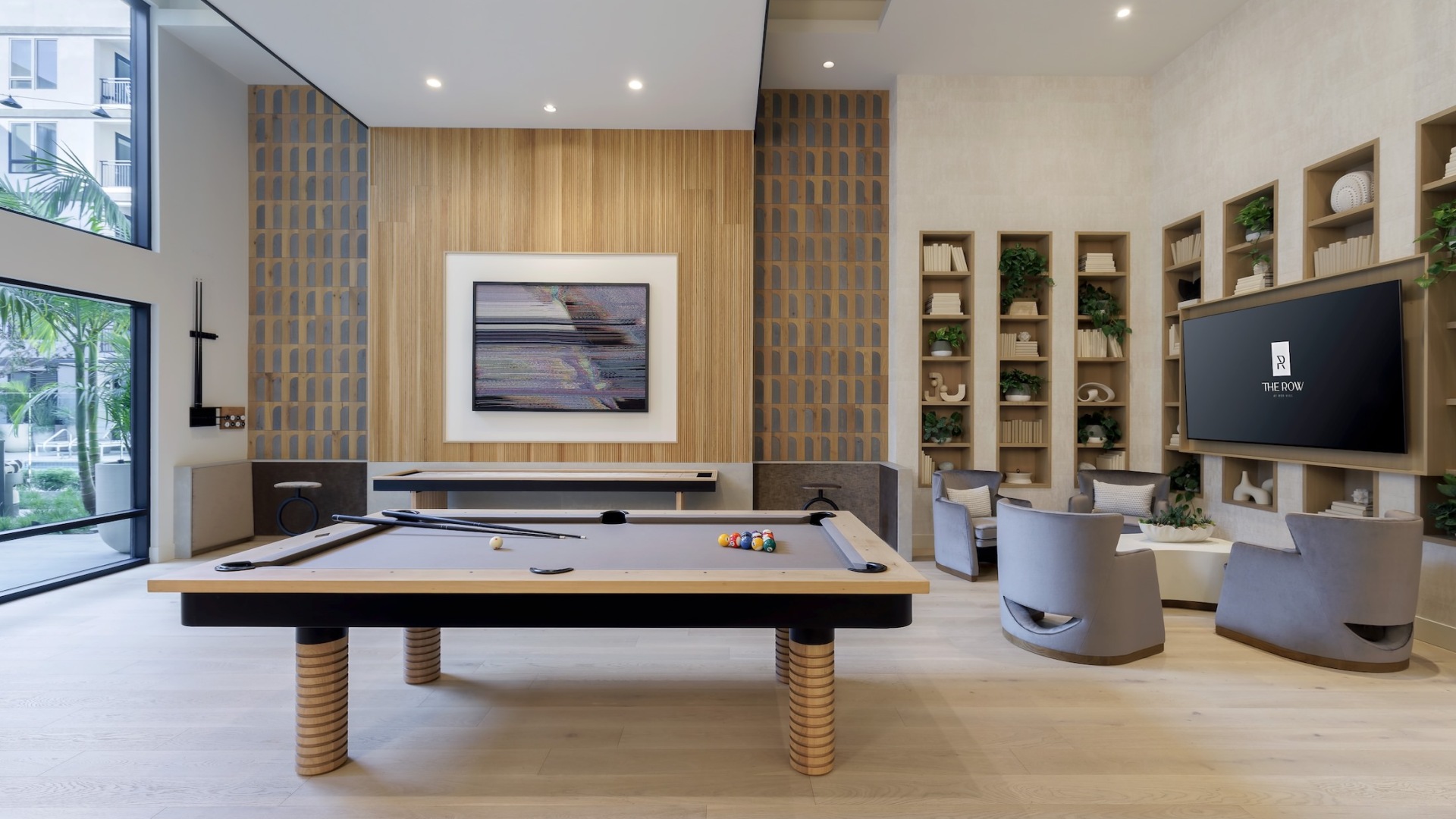 Beautiful clubroom with lounge seating and gaming areas