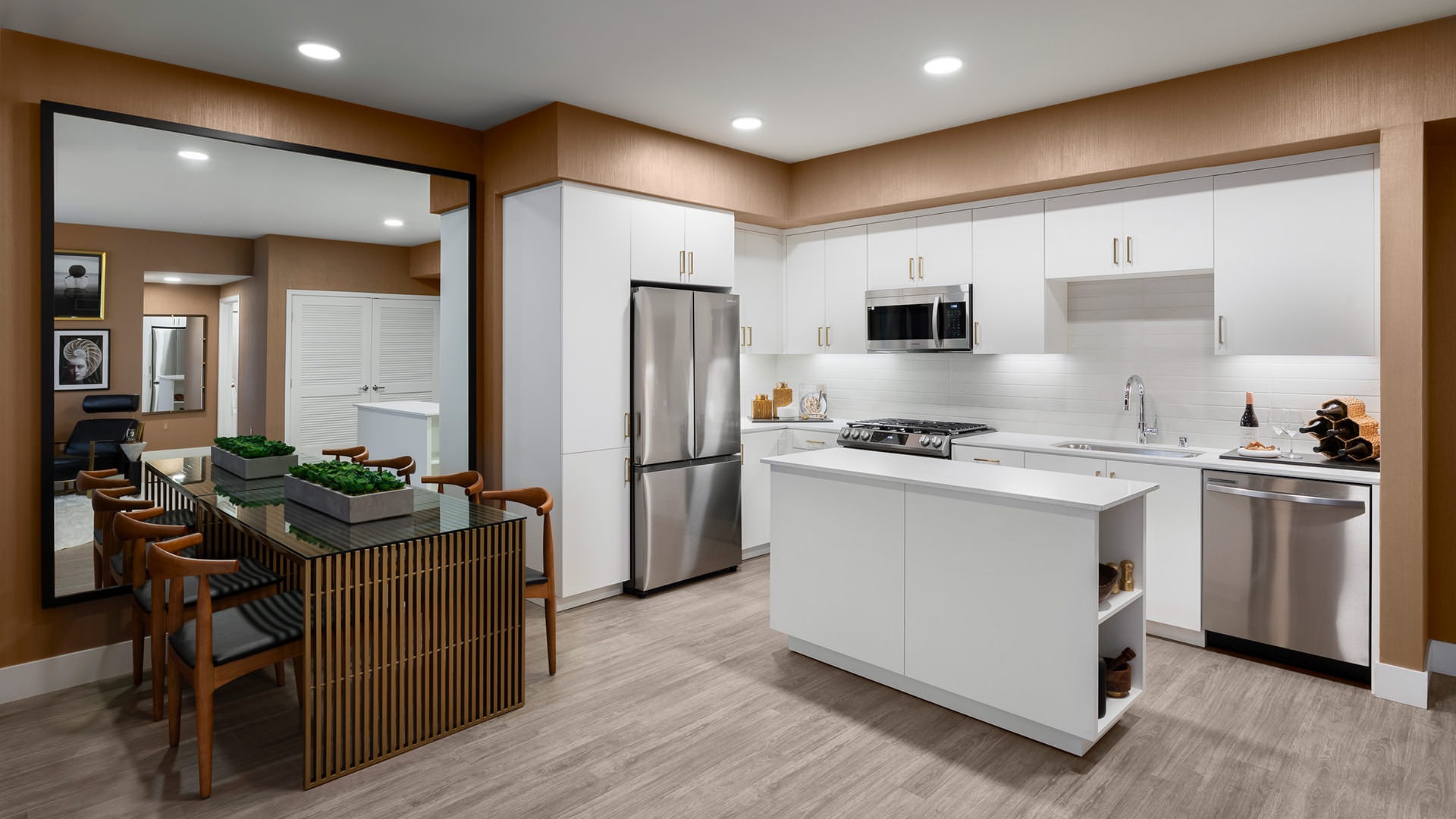 recessed lighting in kitchen with island